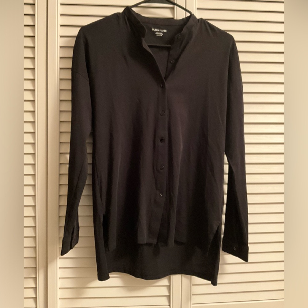 Black Cotton Eileen Fisher Long-Sleeve - XS